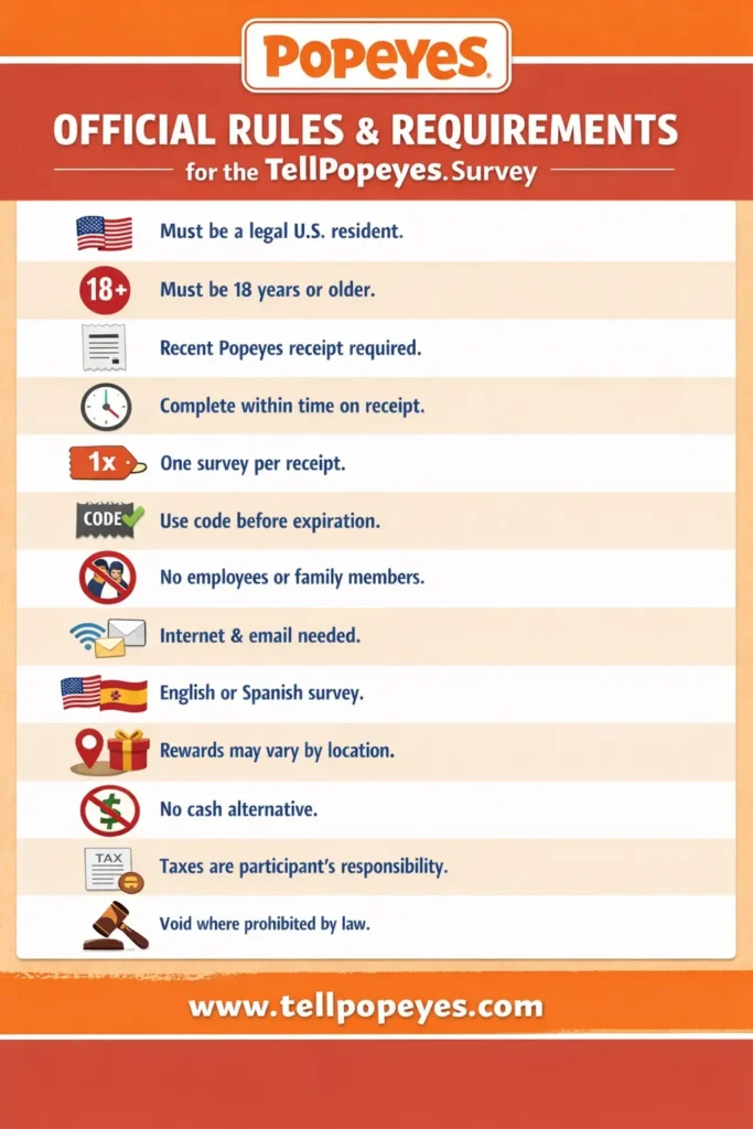 official tellpopeyes rules and requirements